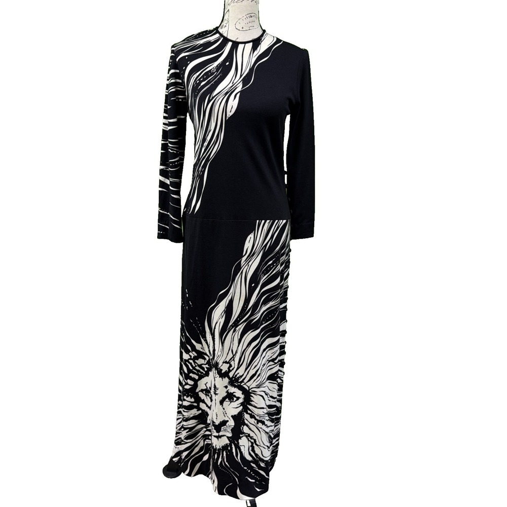 VTG Paganne Gene Berk Dress 10 Leo Lion Face Mane Black White Button‎ FABULOUS